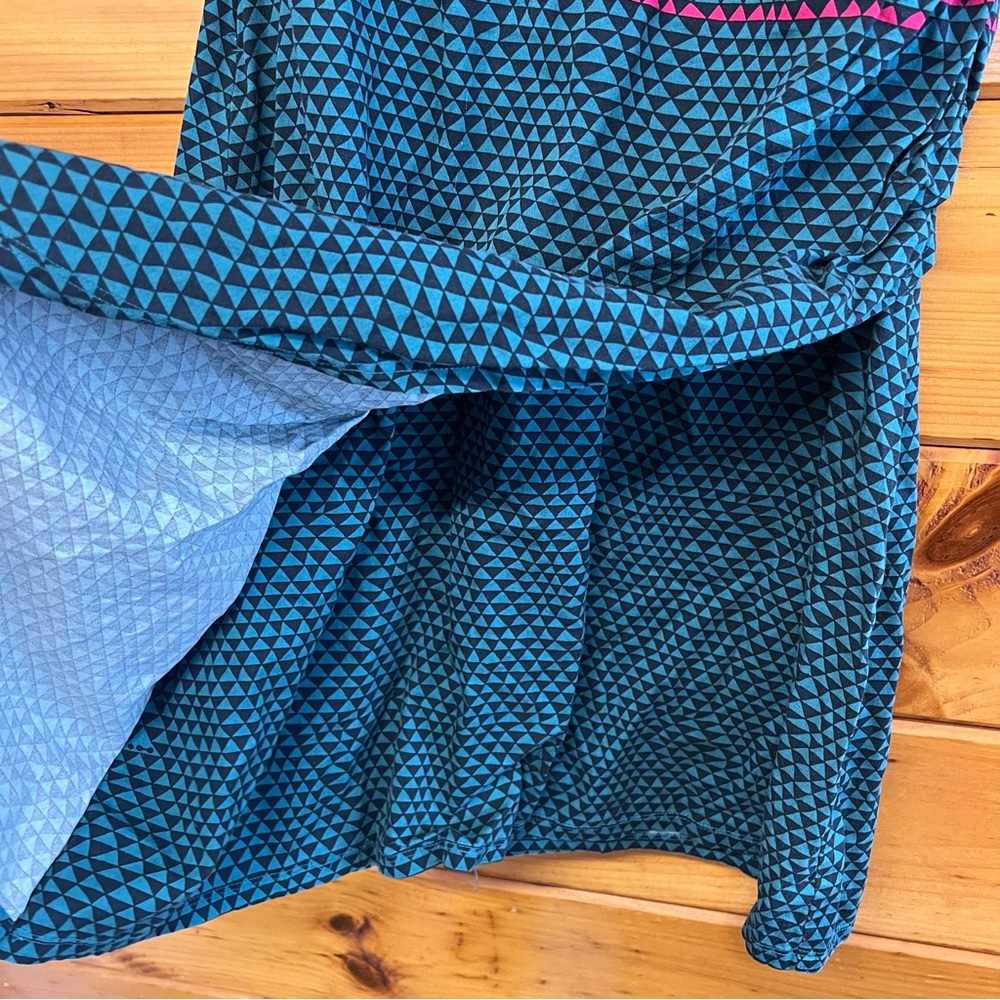 Unique V-Neck Fun Skunkfunk Teal and Black Patterned Sleeveless Dress XL 5 - Picture 3 of 7